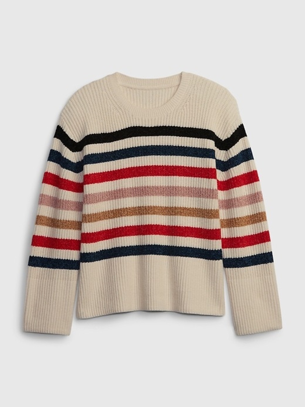 GAP Cream Crewneck Sweater with Multicolor Stripes